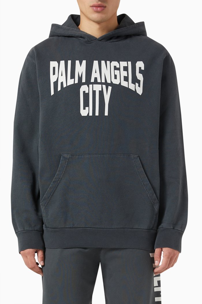 

PA City Logo Washed Hoodie in Cotton, Grey