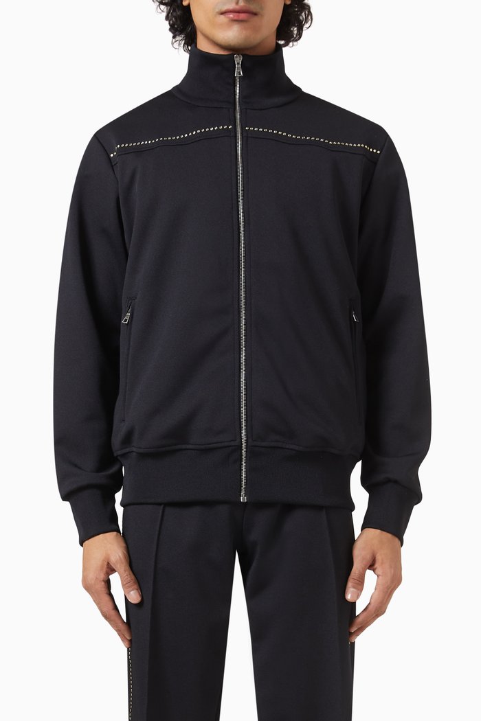 

Studded Monogram Track Jacket in Jersey, Black