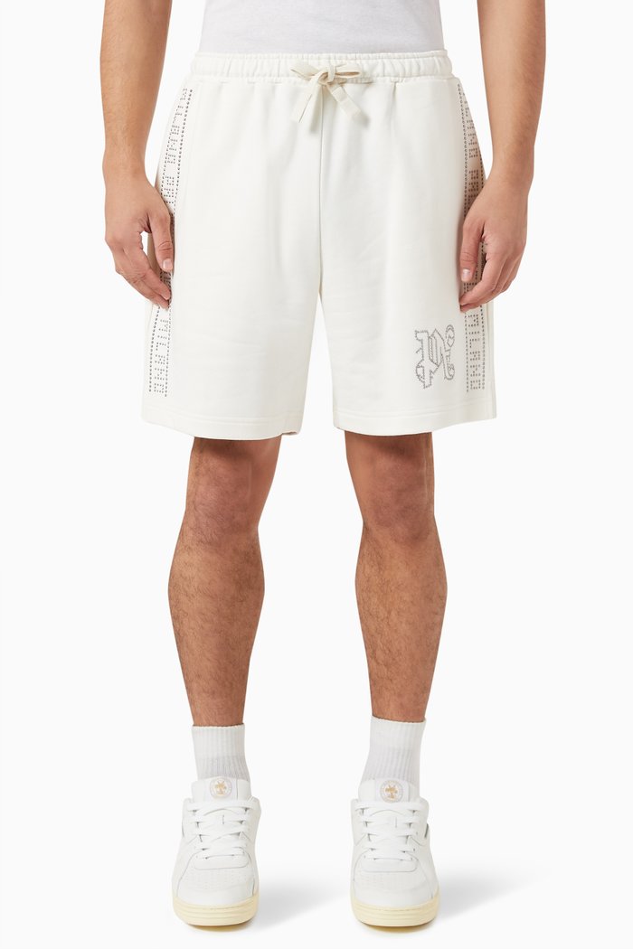 

Monogram Studded Sweatshorts in Cotton, White