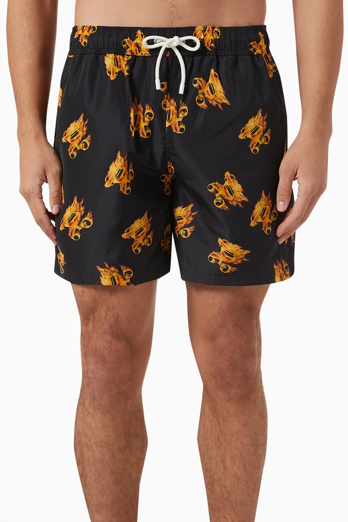 

Burning Monogram Swim Shorts in Nylon, Black