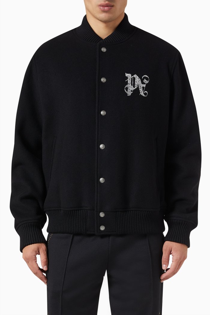

Monogram Varsity Jacket in Wool-blend, Black
