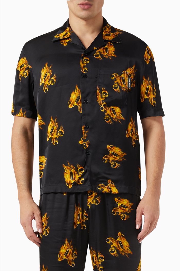 

Burning Monogram Shirt in Viscose, Black