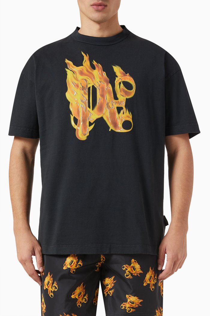 

Burning Monogram T-shirt in Cotton, Black