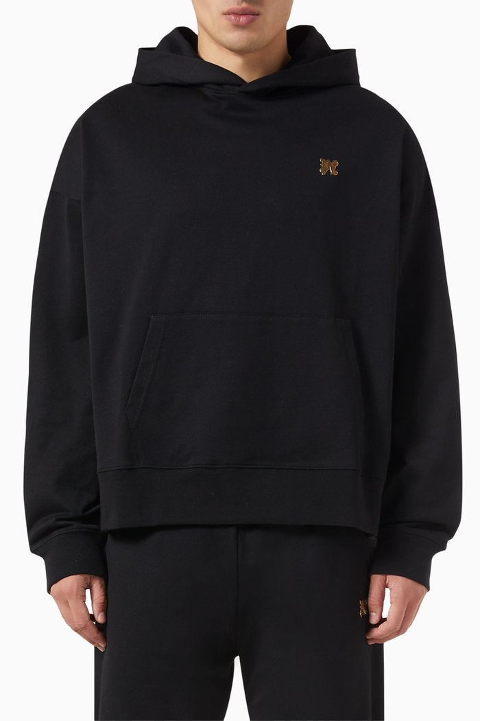 

Monogram Pin Hoodie in Cotton, Black