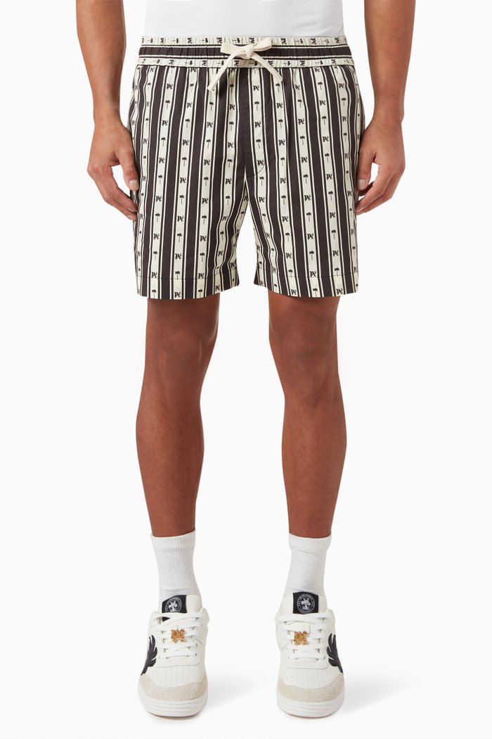 

Striped Monogram Bermuda Shorts in Cotton, Neutral