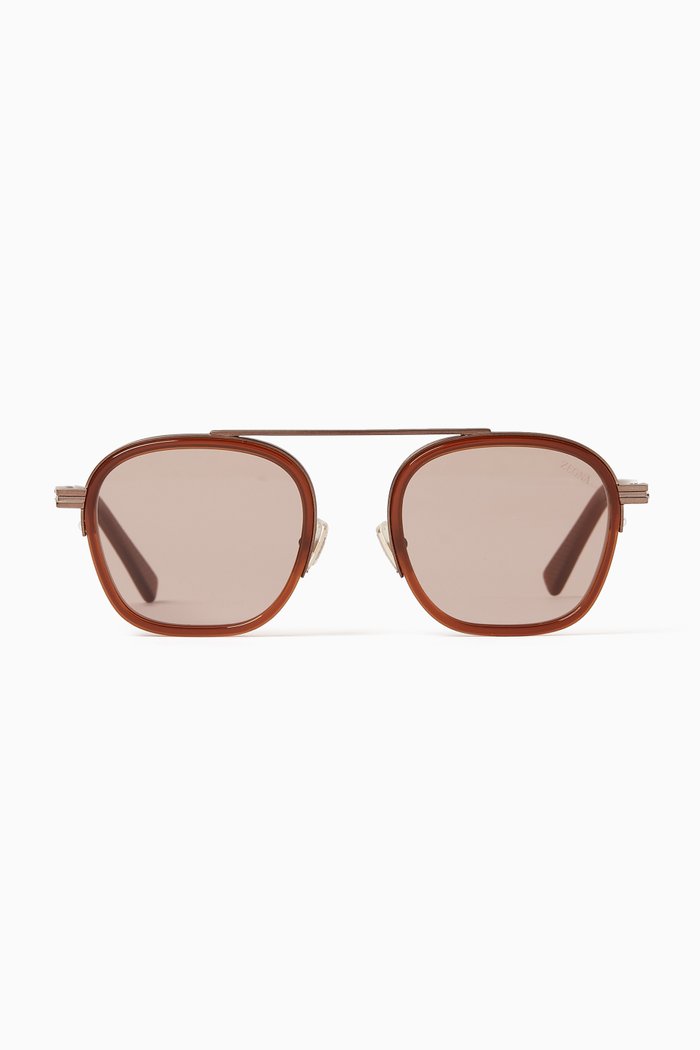 

Orizzonte I Aviator Sunglasses in Acetate & Metal, Brown