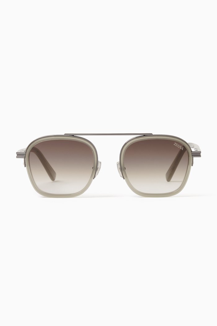 

Orizzonte I Aviator Sunglasses in Acetate & Metal, Grey