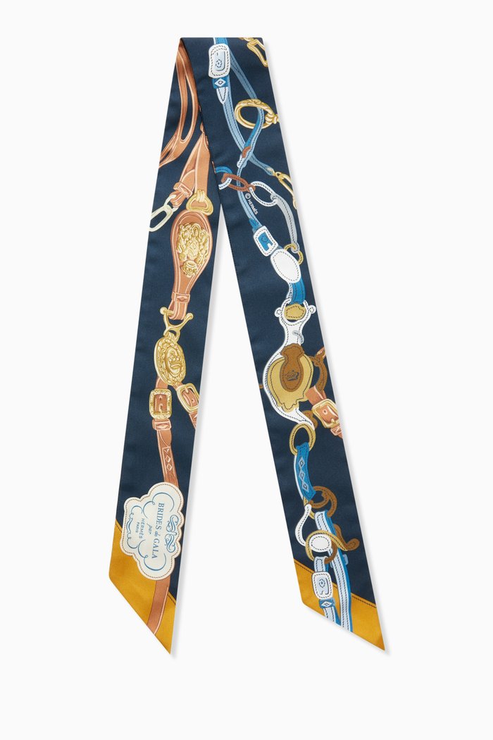 

Unused Brides de Gala Applique Pique Twilly Scarf in Silk, Multicolour