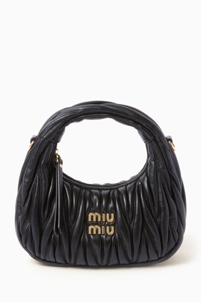 

Mini Wander Hobo Bag in Matelassé Nappa, Black