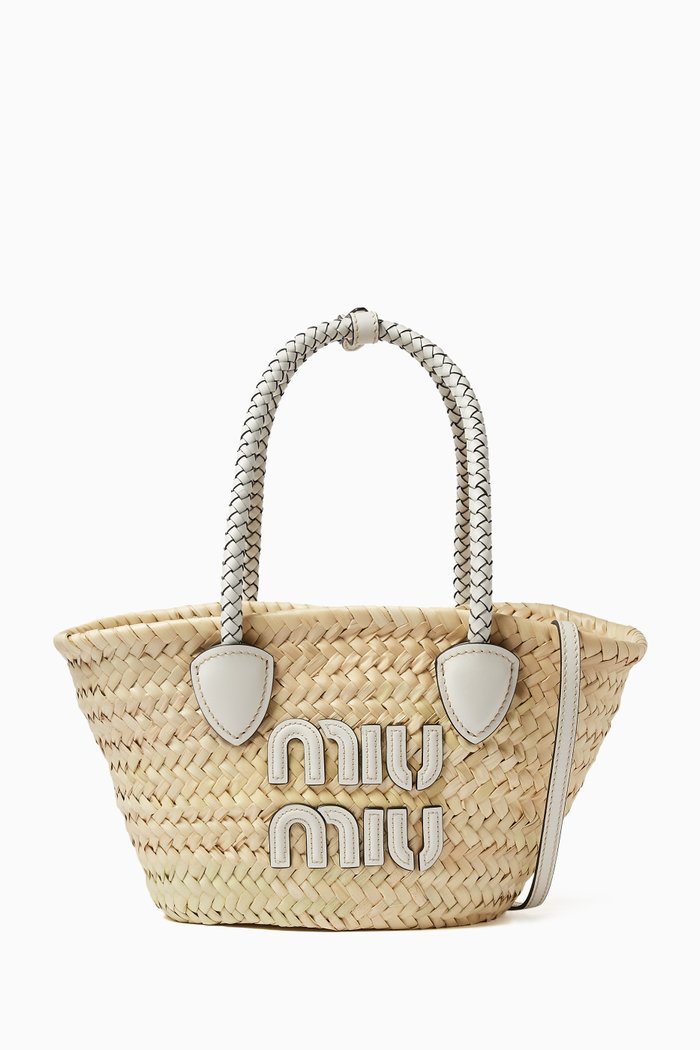 

Palmito Tote Bag in Raffia & Leather, Neutral