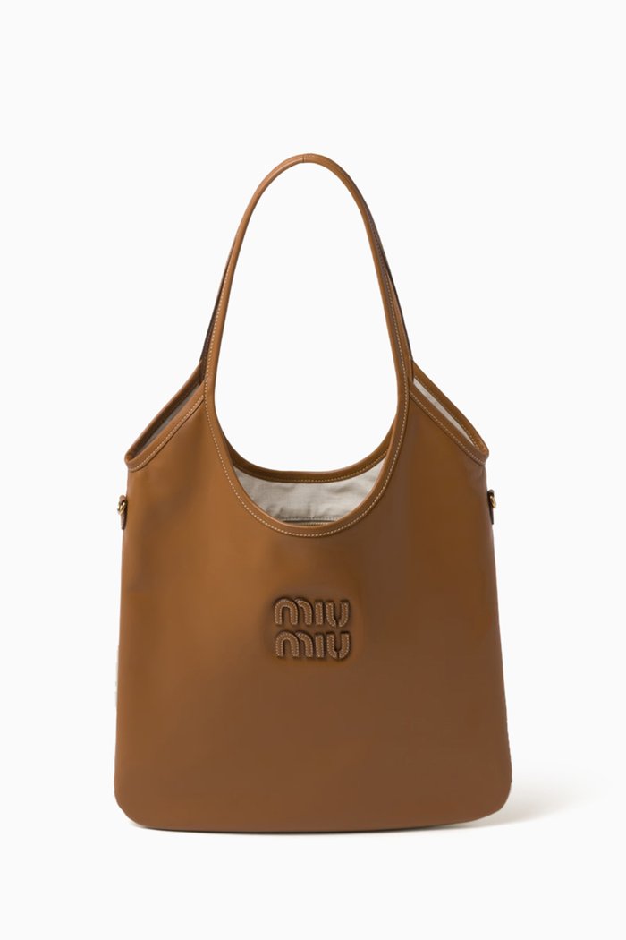 

Medium Ivy Tote Bag in Leather, Brown