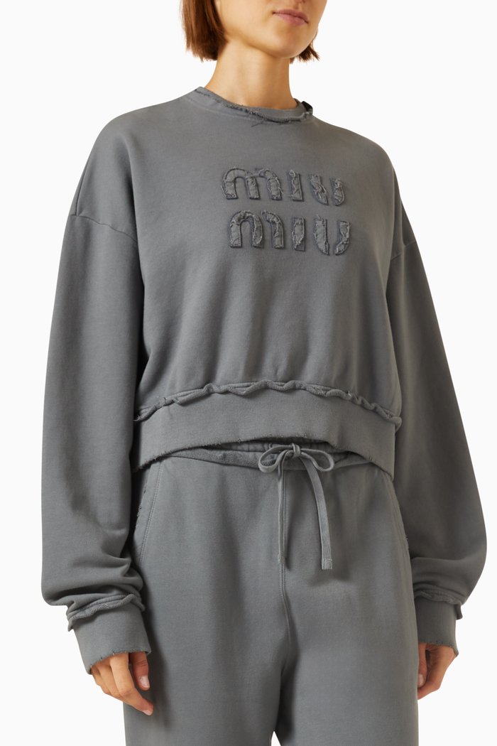 

Embroidered Logo Sweatshirt in Cotton-fleece, Grey