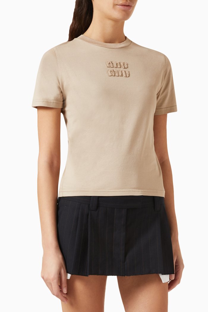 

Logo-embroidered T-shirt in Cotton Jersey, Neutral