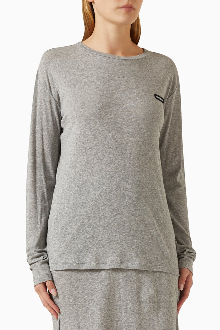 

Embroidered Oversized Hoodie in Cotton-jersey, Grey