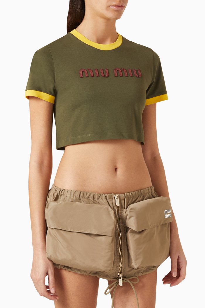 

Logo-patch Crop T-shirt in Cotton-jersey, Green