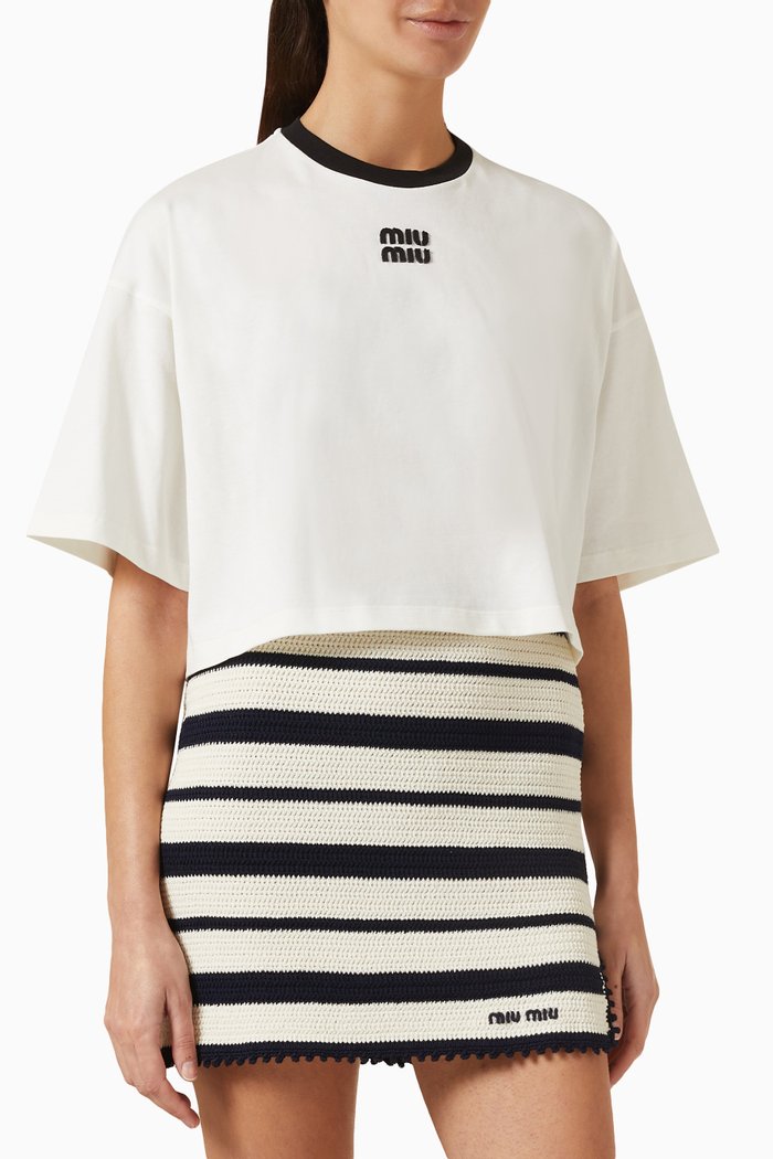 

Logo Oversized Crop Top in Cotton-jersey, White