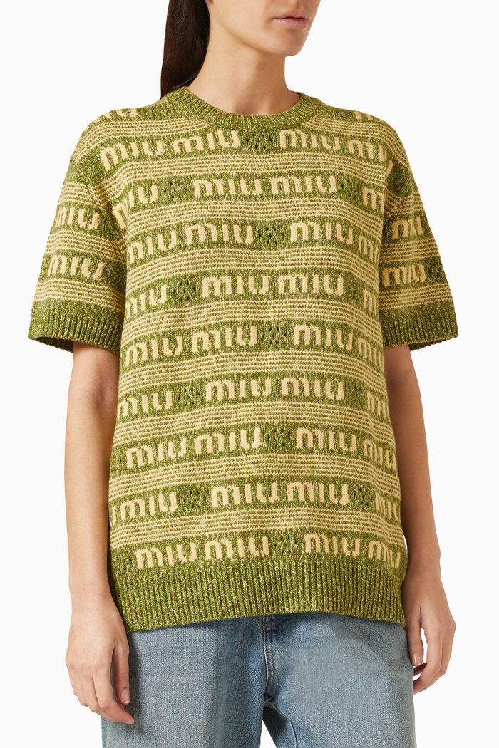 

Logo Intarsia Top in Cashmere, Green