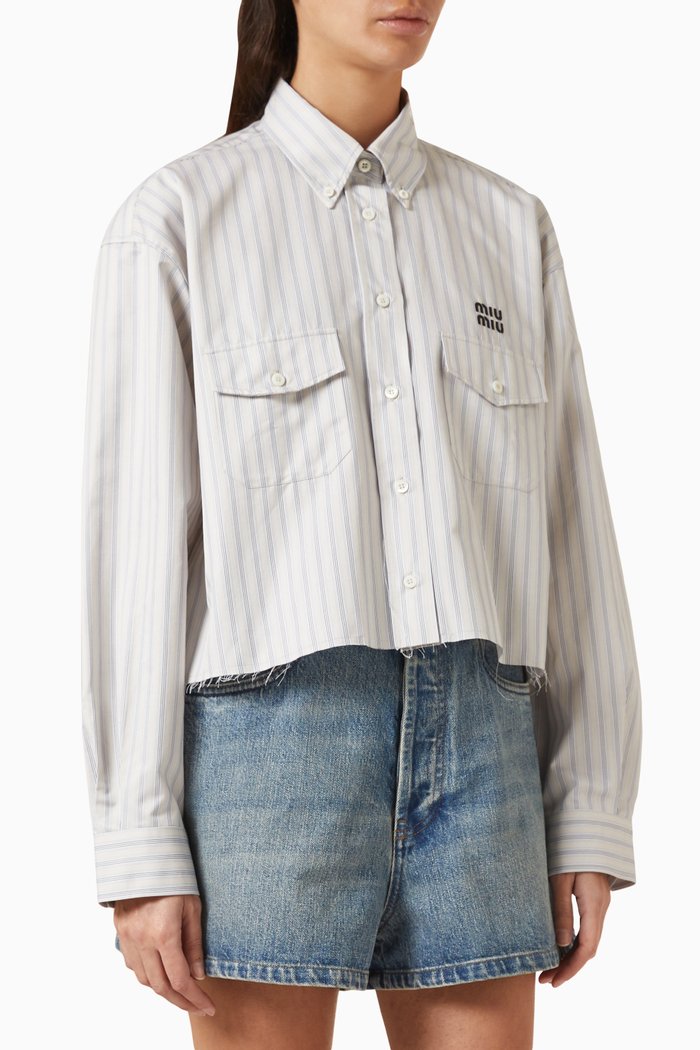 

Striped Logo-patch Shirt in Cotton, Multicolour