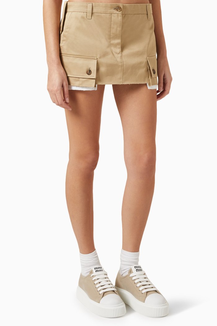 

Panama Belted Mini Skirt in Cotton, Neutral