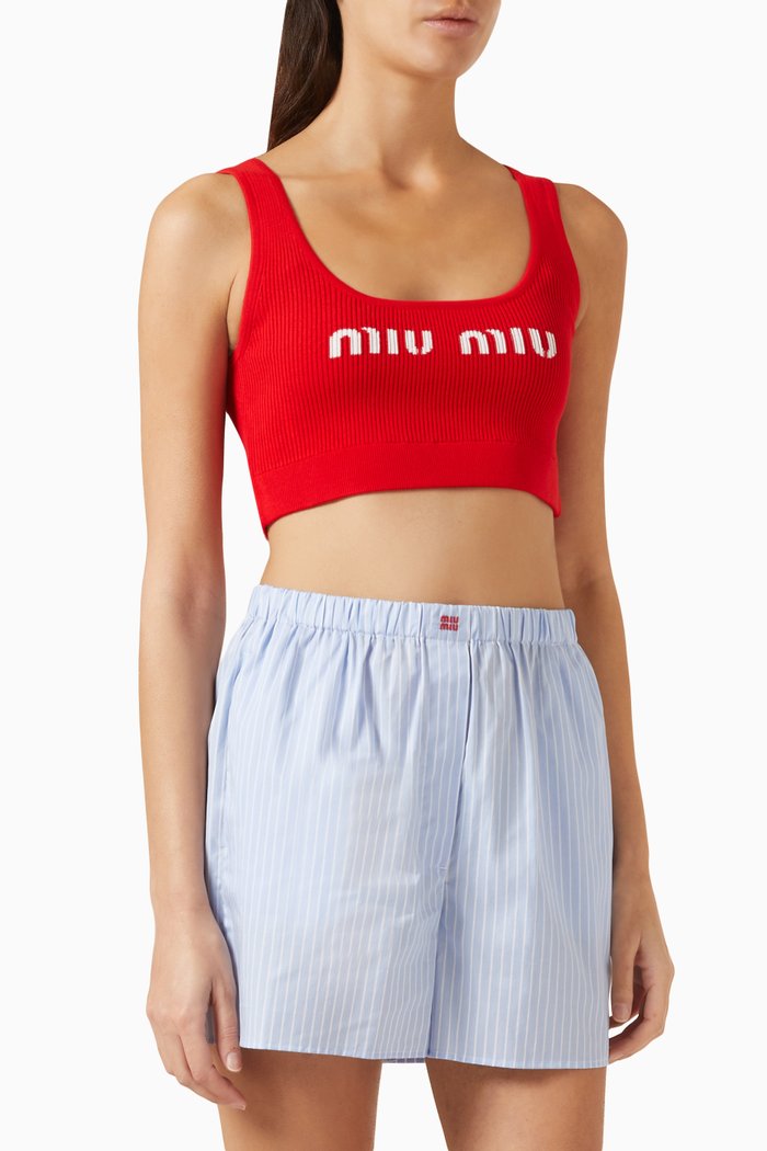 

Logo Crop Top in Ribbed-knit, Red