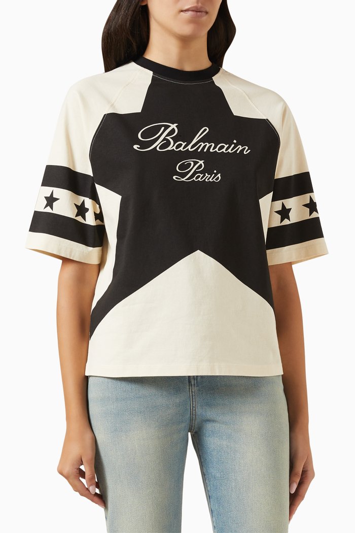 

Signature Stars Oversized T-shirt in Cotton, Neutral