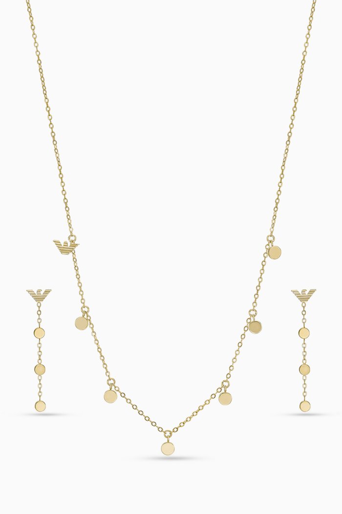 

Logo Necklace & Earring Gift Set, Gold