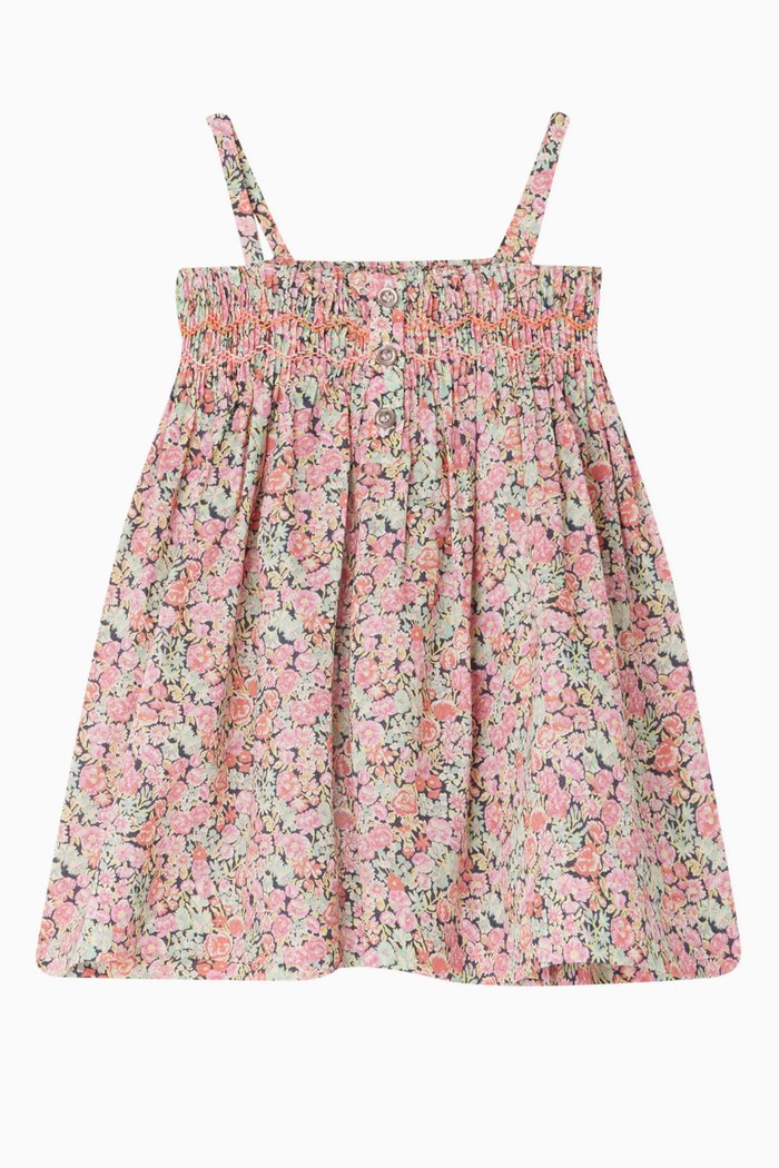 

Fabricia Smocked Dress in Organic Cotton, Multicolour