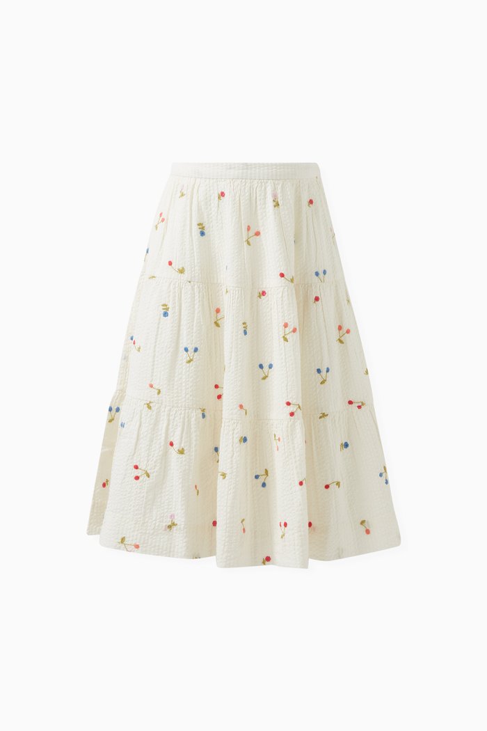 

Lise Cherry Print Skirt in Organic Cotton, Neutral