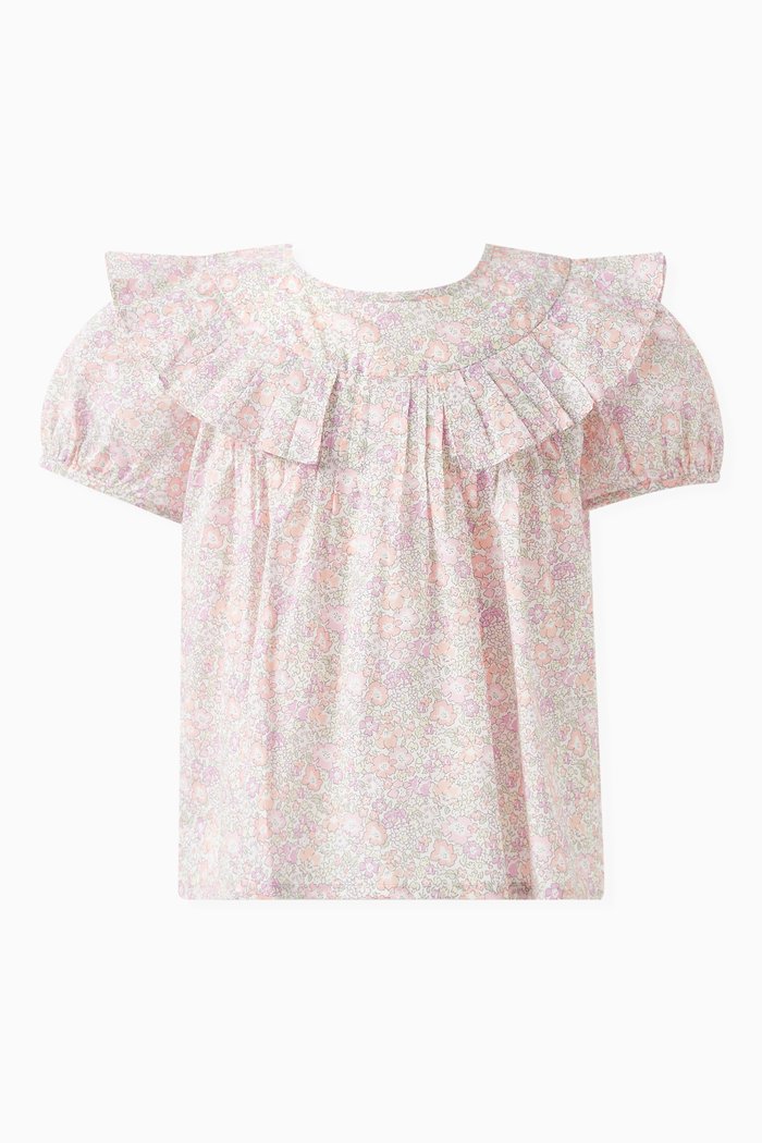 

Floral Print Blouse in Organic Cotton, Pink