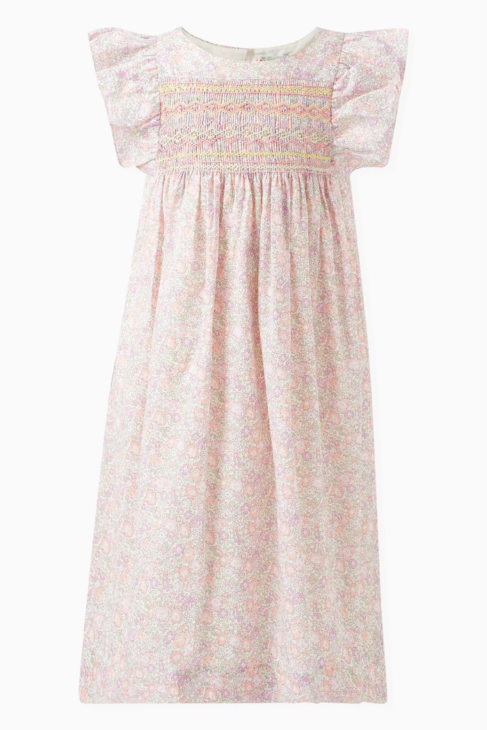 

Floral Print Dress in Organic Cotton, Pink