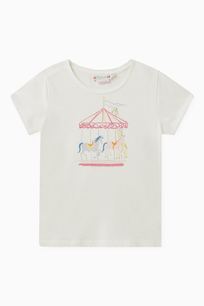 

Carousel Print T-Shirt in Organic Cotton, Neutral