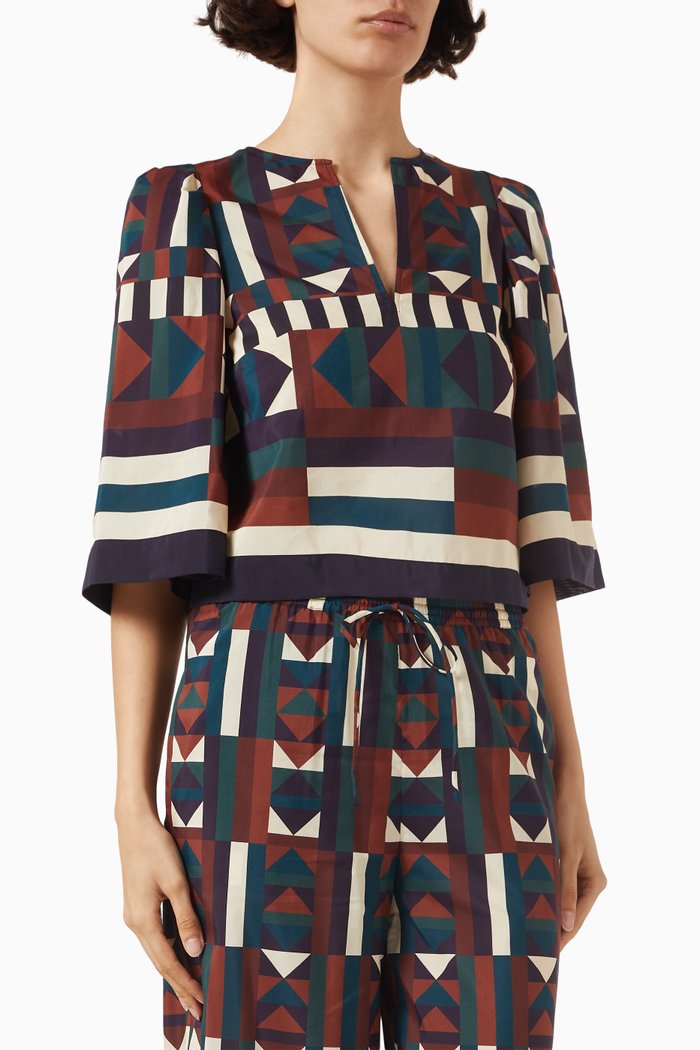

Lunaire Crop Top in Cotton-silk Blend, Multicolour