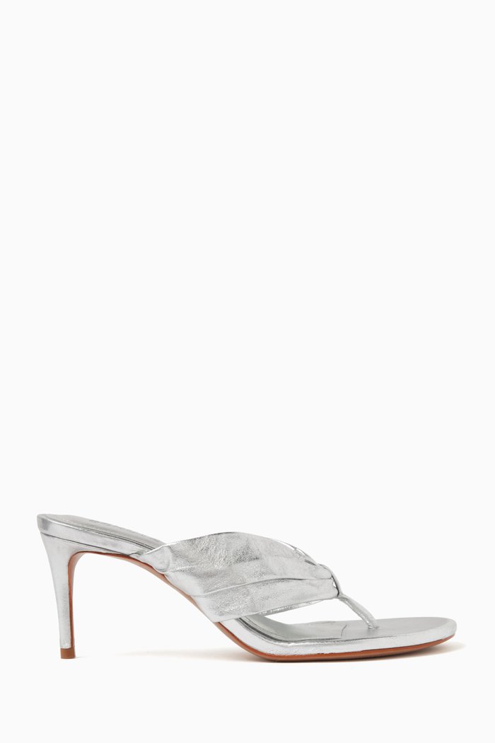 

Slip-on Mules in Metallic Leather, Silver