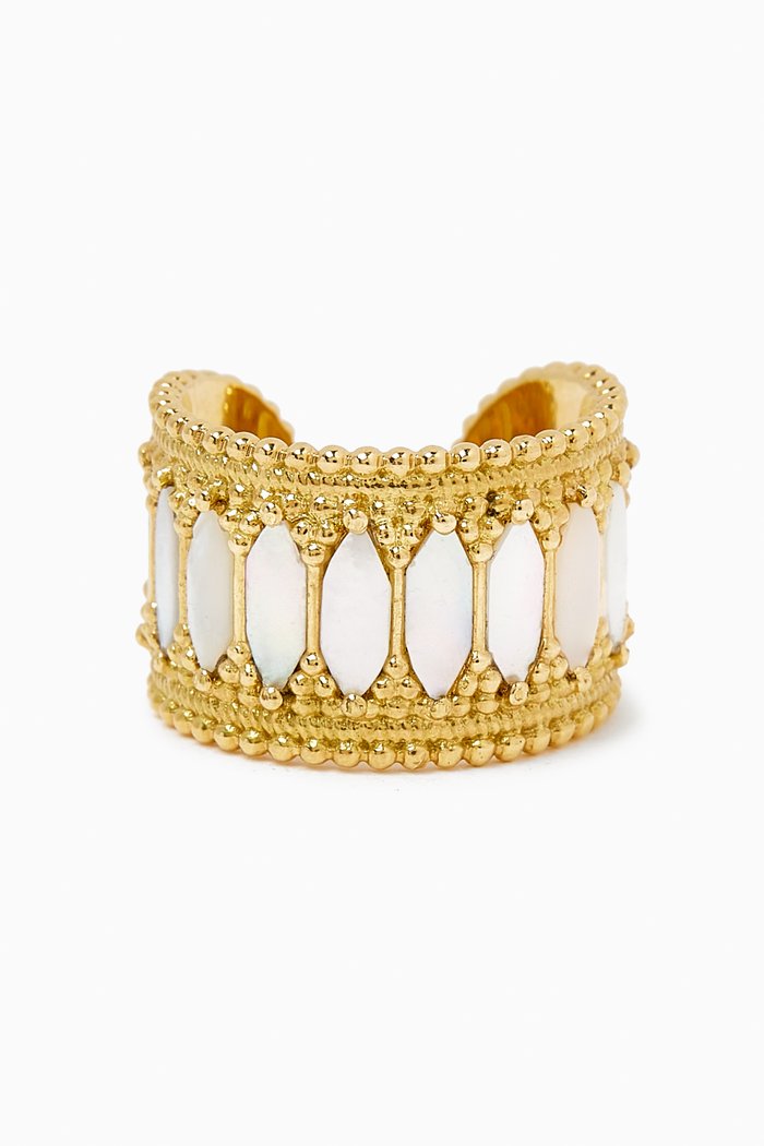 

Baalbeck In Color Mother of Pearl Pinky Ring in 18kt Gold, White