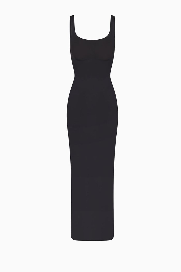 

Sculpted Tank Slip Maxi Dress, Black