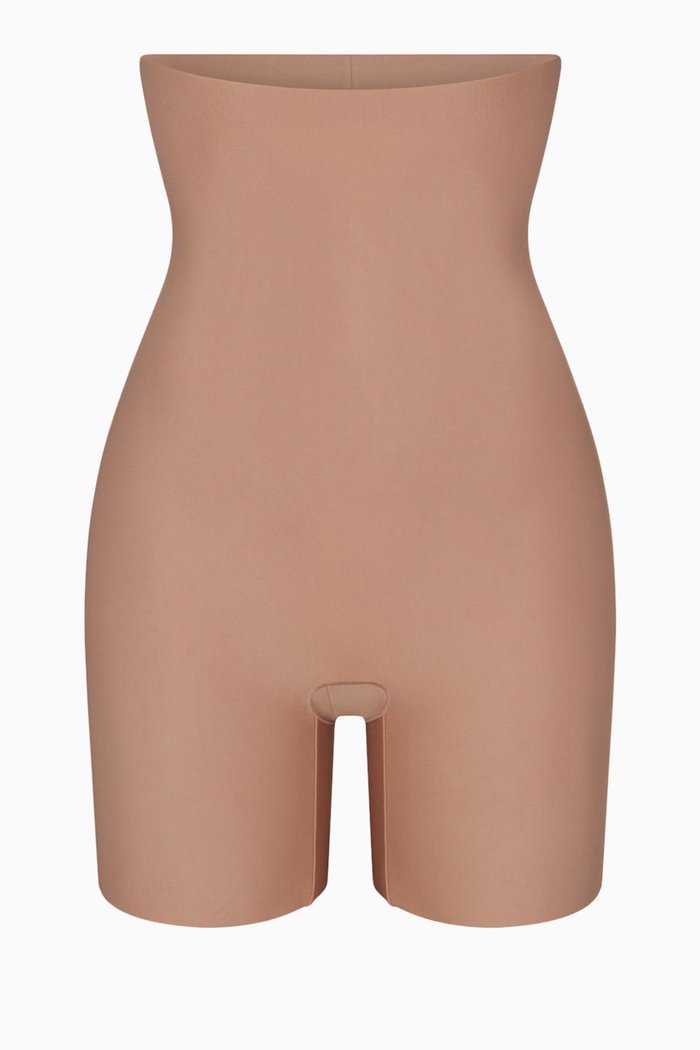 

High-Waist Shorts in Stretch Nylon, Brown
