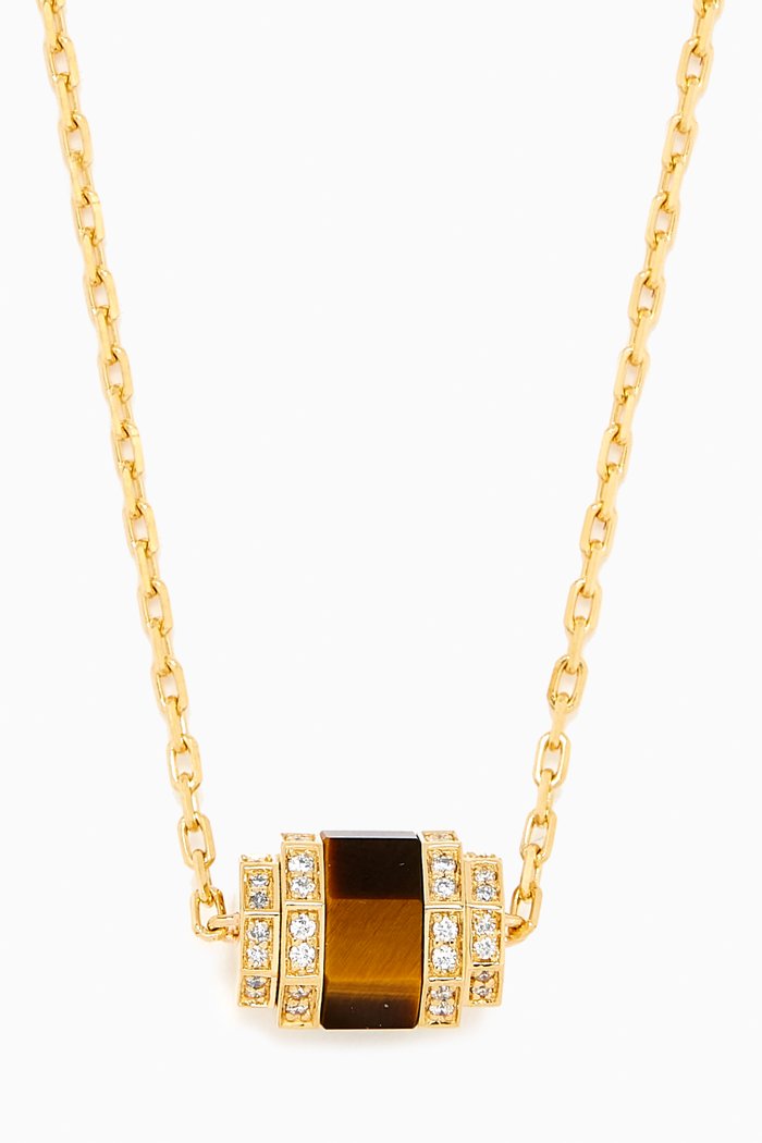 

Azm Diamond & Tiger Eye Necklace in 18kt Gold, Yellow