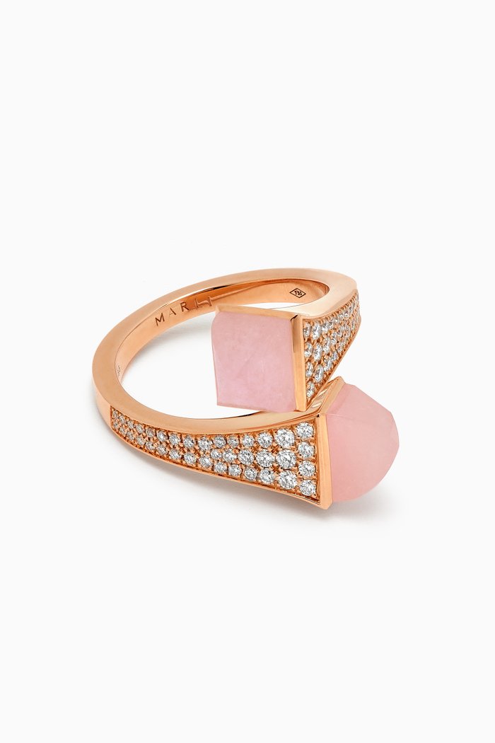 

Cleo Diamond & Pink Quartz Ring in 18kt Rose Gold