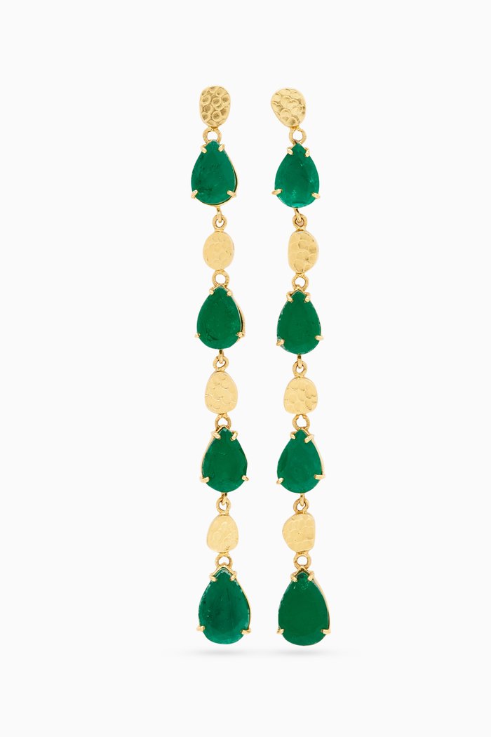 

Pear-cut Emerald Drop Earrings in 18kt Yellow Gold