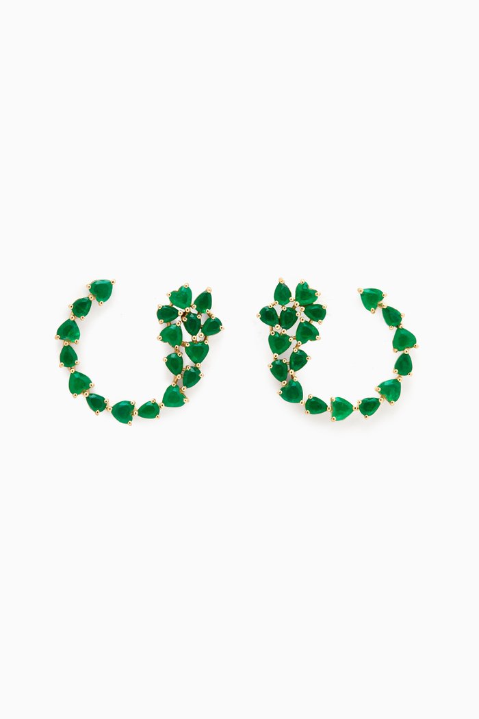 

Pear-cut Emerald Spiral Earrings in 18kt Yellow Gold