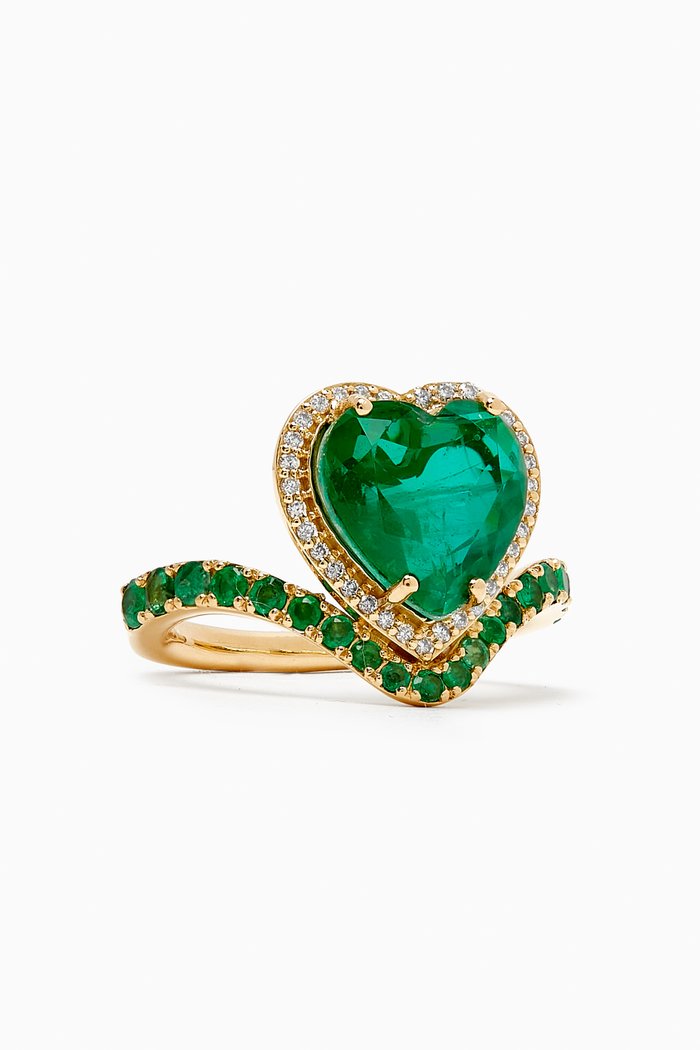 

Heart-shaped Emerald Ring in 18kt Gold