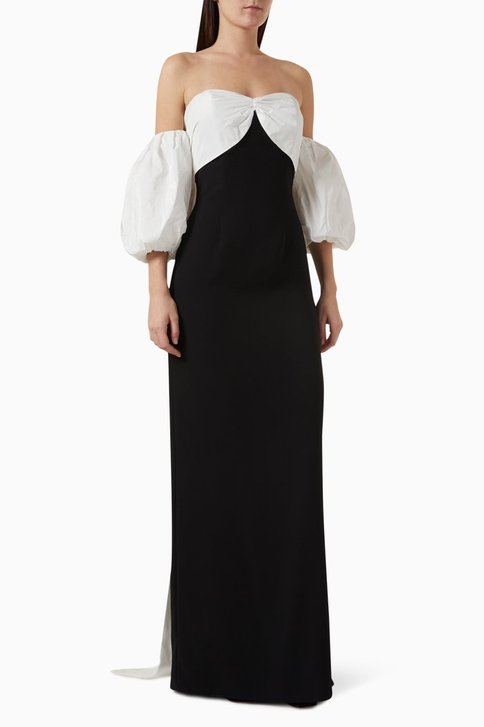 

Off-shoulder Max Dress in Crepe, Black