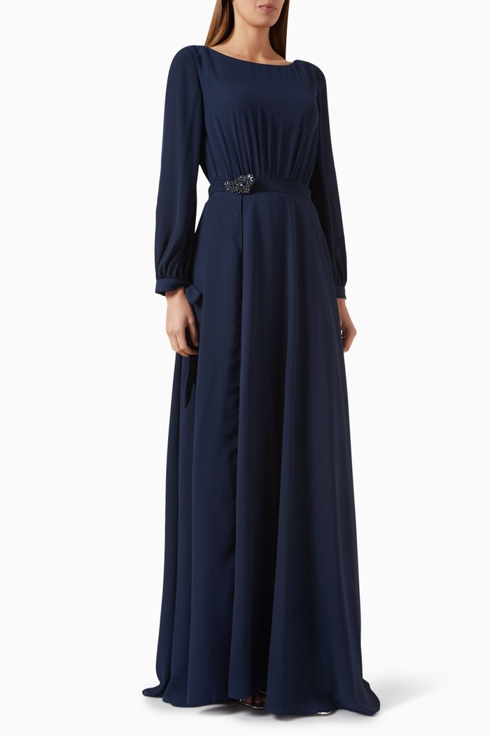 

Jacket & Jumpsuit Set in Georgette, Blue