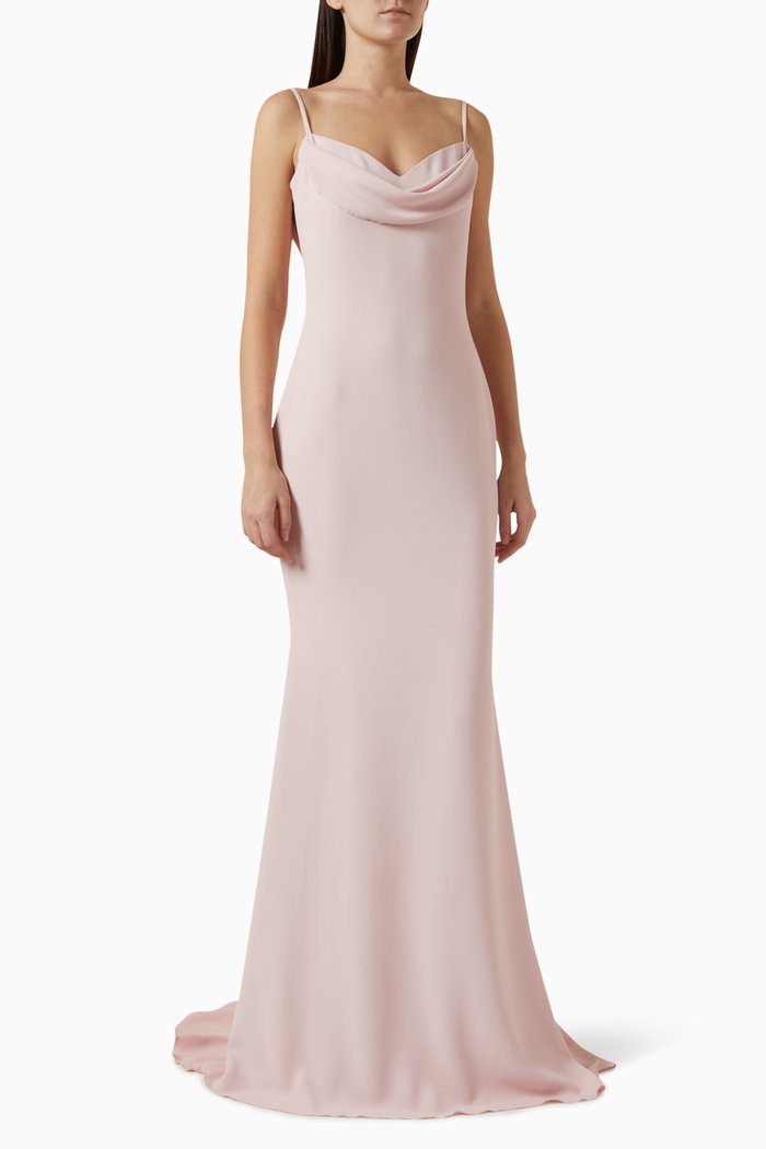Cape & Dress Set in Crepe, Pink