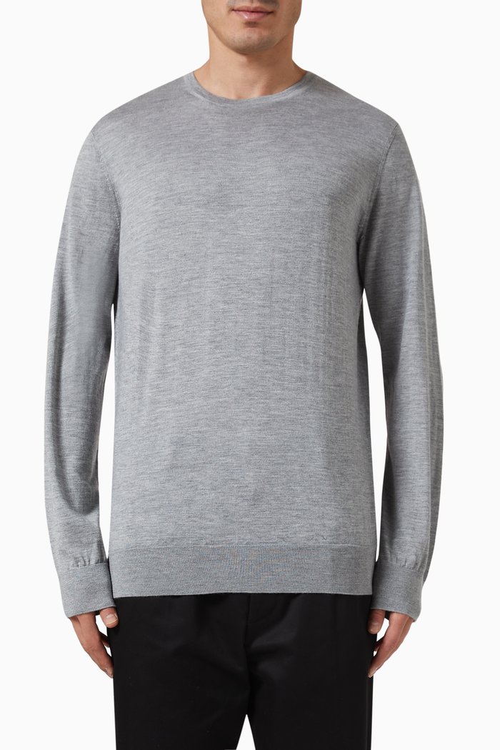 

Cashseta Crewneck Pullover in Cashmere-silk Blend, Grey