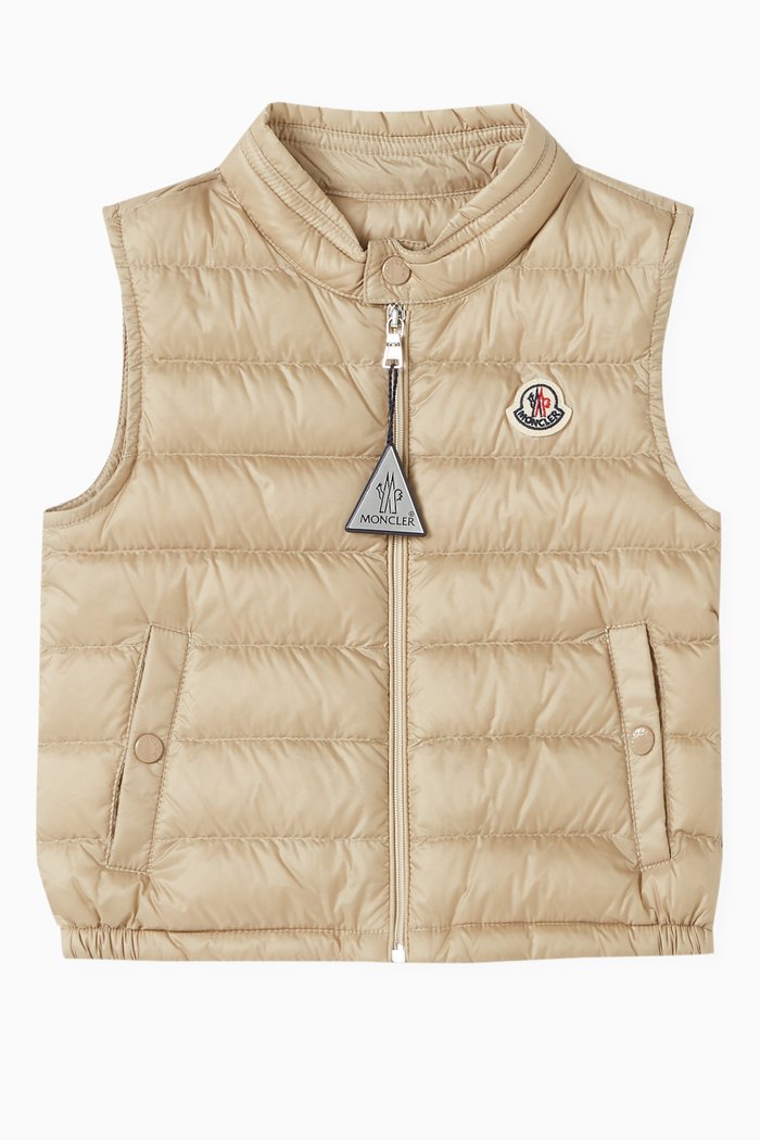 

Button Up Vest in Shiny Nylon Laqué, Neutral