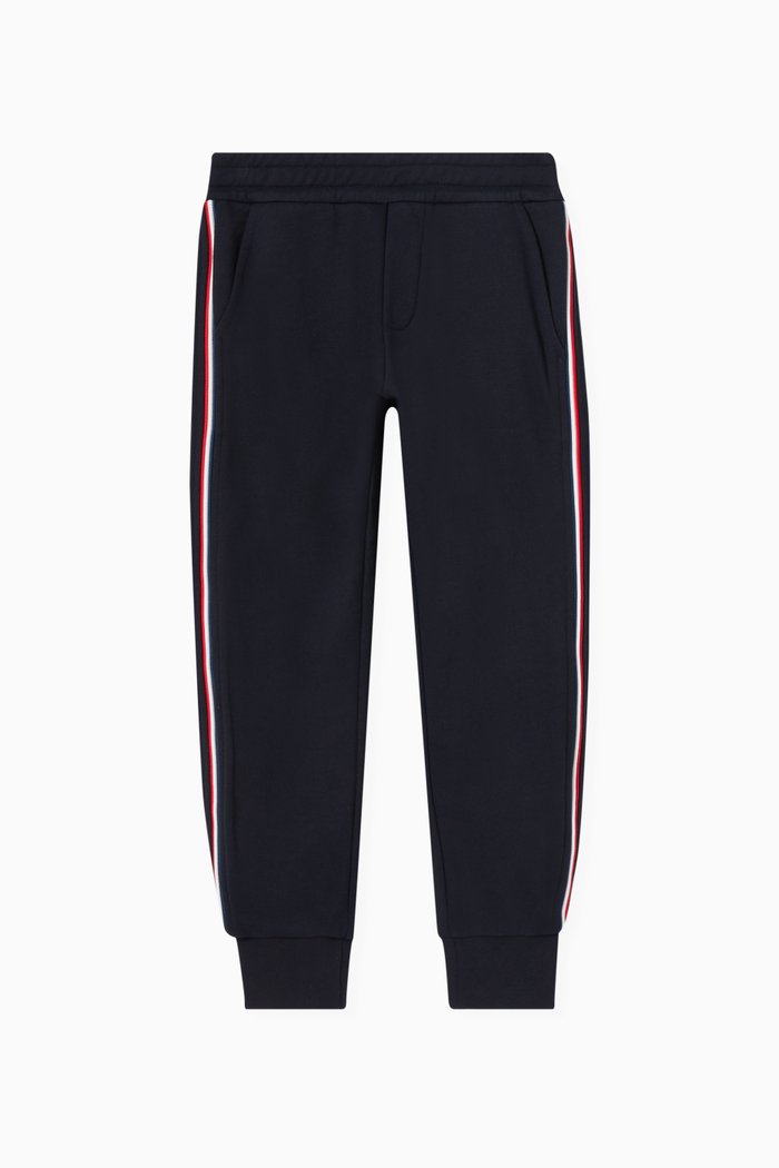 

Tricolour Trim Sweatpants in Cotton Fleece, Blue