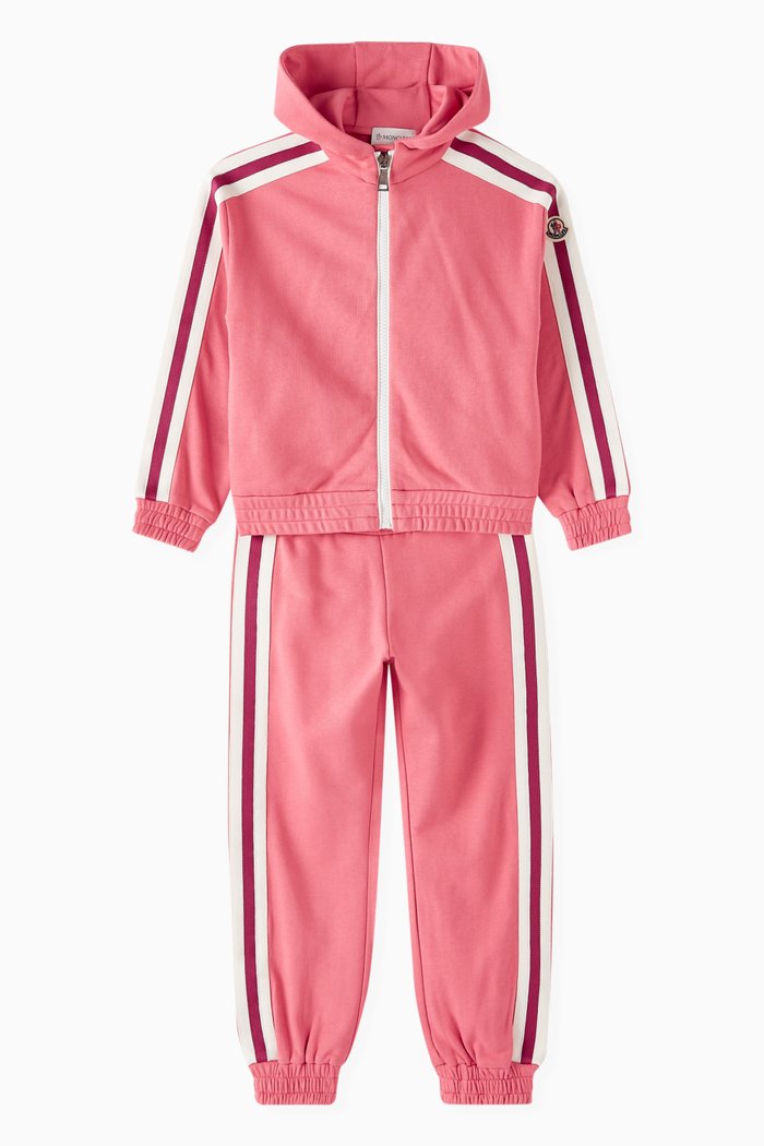 Hooded Tracksuit Set in Cotton, Pink