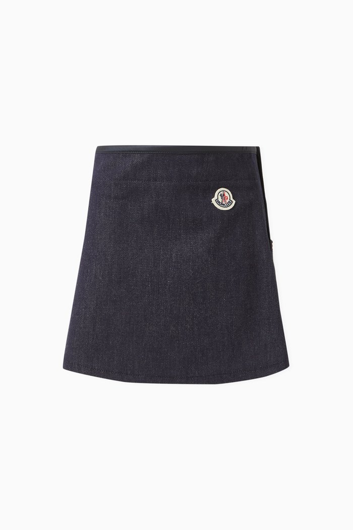 

Embroidered Logo Skirt in Denim, Blue
