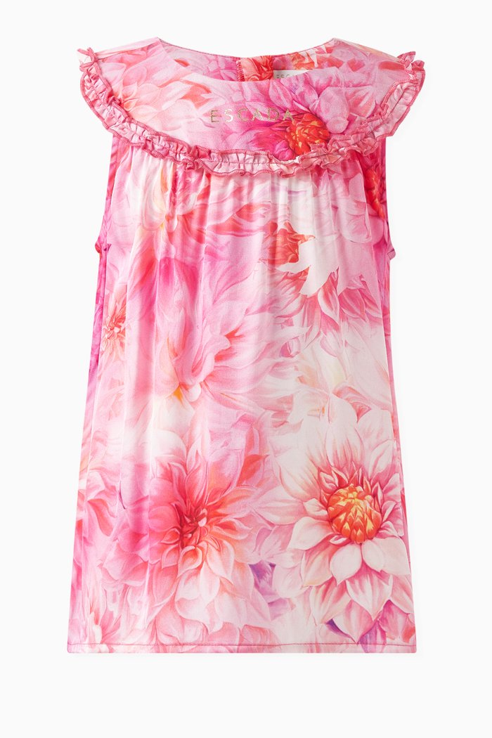 

Floral-print Ruffled Top, Pink